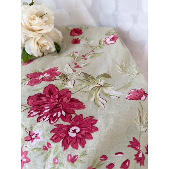 Pottery Barn LINEN blend TWIN Manchester Rose Green Duvet COVER French Country - Picture 4 of 11